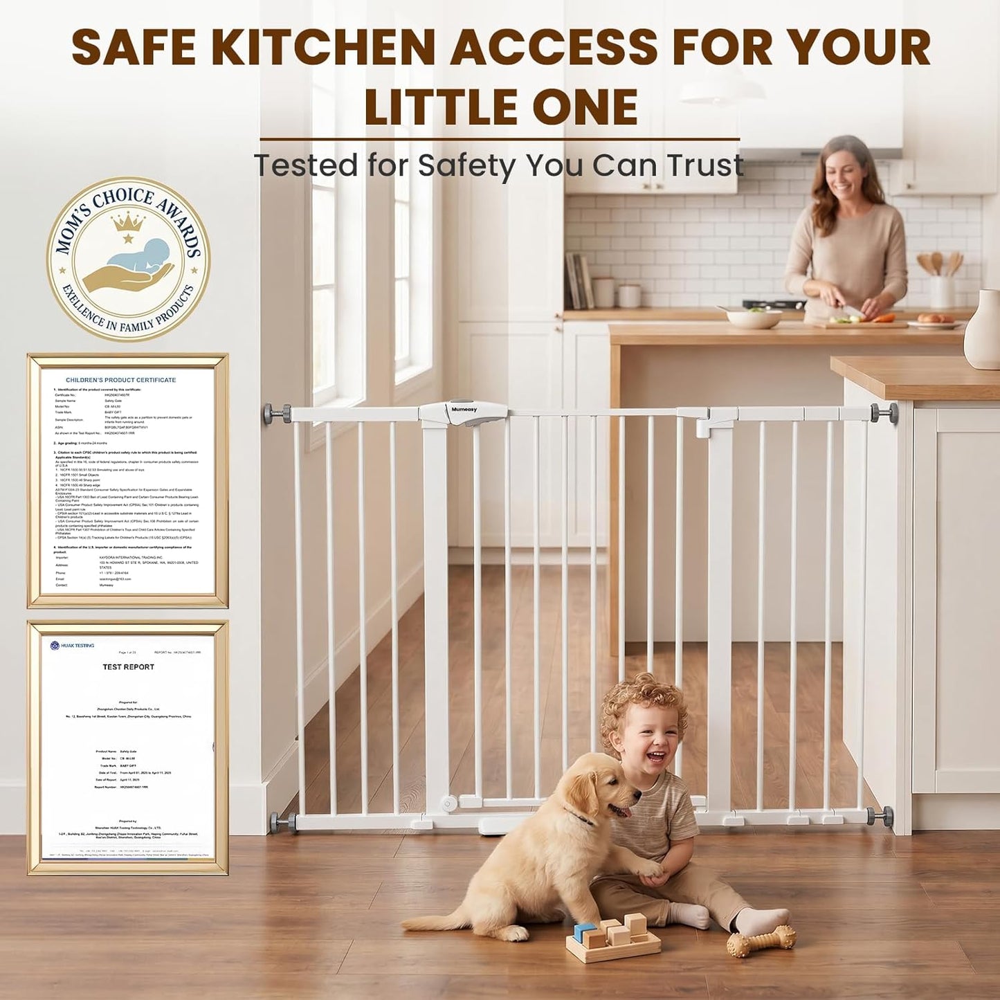 Mumeasy 36" High Extra Tall Dog Gate, 29.6"-40.5" Wide Pressure Mounted Tall Baby Gate for Dog, Auto Close Pet Gate with Door for Stairs,Doorways,House,Black