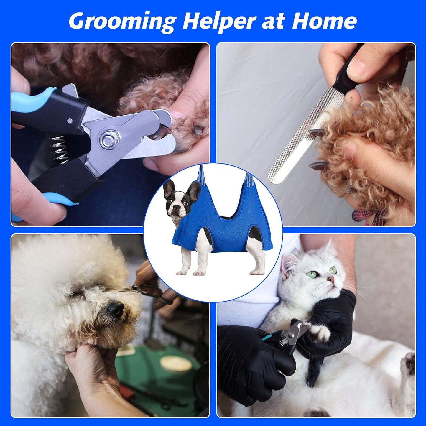 ATESON Pet Grooming Hammock with Nail Clippers/Nail Trimmers/Grooming Scissors, Dog Grooming Harness for Nail Trimming, Pet Grooming Sling Helper