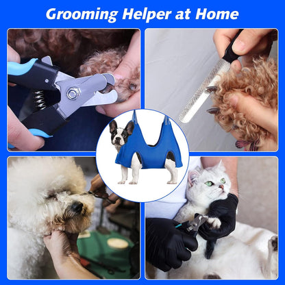 ATESON Pet Grooming Hammock with Nail Clippers/Nail Trimmers/Grooming Scissors, Dog Grooming Harness for Nail Trimming, Pet Grooming Sling Helper