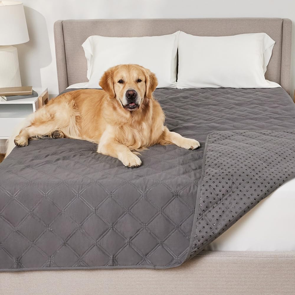 GORILLA GRIP® Waterproof Dog Blanket, Leakproof Couch Cover for Dogs, Silicone Grip Backing, Protects Sofa, Sectional, Bed, Crate, Car & RV, Tear-Resistant Washable Senior Pet Blanket, 30x70 Charcoal