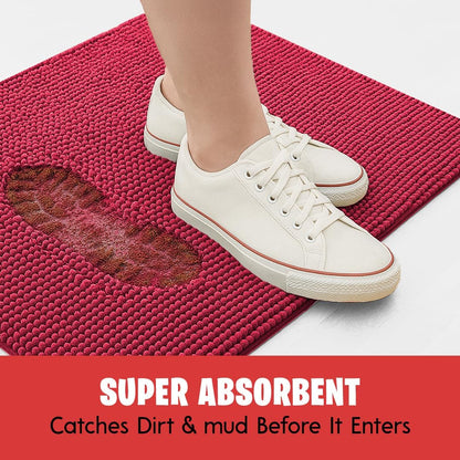 MudGuard Mat™ Dog Door Mat for Muddy Paws, Super Absorbent Microfiber, Non-Slip Indoor Mat, Quick Dry Chenille Mud Mat for Dogs & Entryway, Washable, Grey 19" x 30"