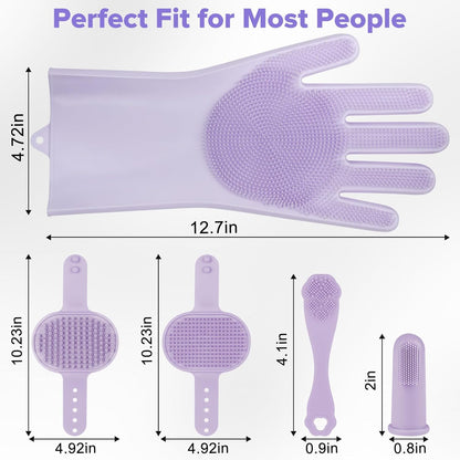 Augwind 6PCS Pet Grooming Kit for Dogs, Cats and Horses | Dog Washing Gloves | Cleanroom Gloves | Dog Bath Brush | Dog Bath Gloves | Dog Shampoo Brush | Dog Bath Supplies (Navy Blue)