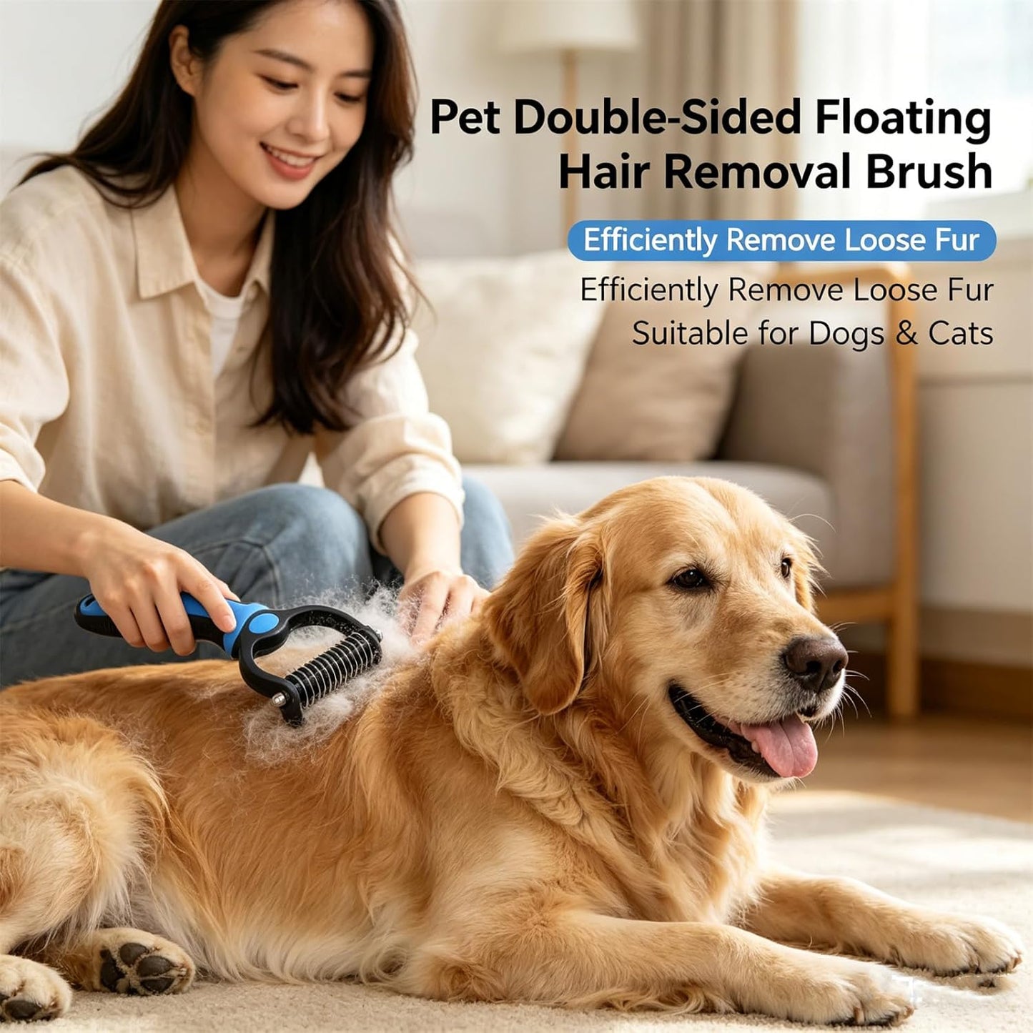 Acssart Pet Grooming Brush – Double Sided Undercoat Rake & Dematting Comb For Dogs And Cats, Detangling Tool For Matted Fur, Ideal For Medium Or Long Haired Breeds (Blue, Small)