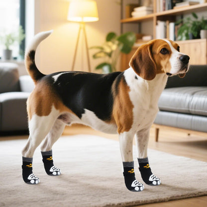 PUPTECK Anti Slip Dog Socks with Double Grippers for Hardwood Floors, Shoes for Hot/Cold Pavement, Boots & Paws Protectors to Prevent Licking, Traction Booties for Senior Small Large Dogs