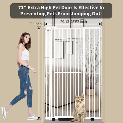 YZHDUXIU Extra Tall Cat Gate,Extra Wide Adjustable Gate,Pressure Mounted Walk Through Swing Safety Dog Pet Gates for Stairs, Doorways, Kitchen (White, 71''Tall*43 ''Wide)