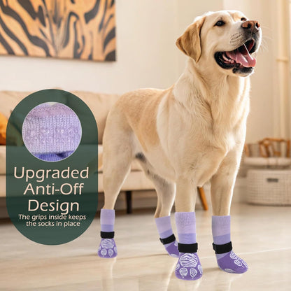 EXPAWLORER Anti Slip Dog Socks to Prevent Licking Paws, Dog Shoes for Hot Pavement Walk, Dog Booties for Hardwood Floors, Dog Boots & Paw Protectors with Grippers for Small Medium Large Senior Dogs M