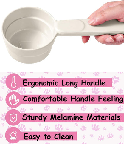 Joyinjojo Dog Food Scoop 1 Cup 1/2 Cup - Melamine Dog Food Measuring Cup, Pet Food Scoop for Dog Cat...Comfortable Long Handle for Easy to Scoop Food