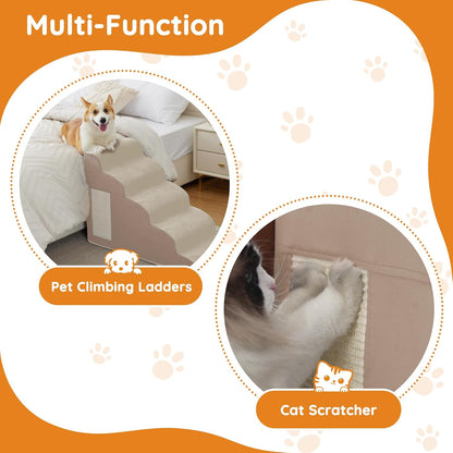Dogs Steps for Bed, Dog Stairs for Small Dogs, 2-Step Dog Ramp for Bed, Couch, Sofa, and Chairs, Non-Slip Bottom Design, Cat Scratching, High Density Foam Portable Pet Step, Indoor, Grey