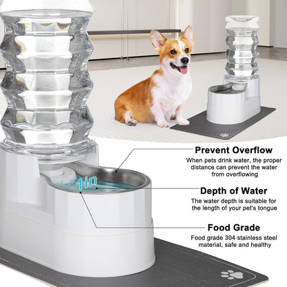 RIZZARI 8L Elevated Pet Water Dispenser – Stainless Steel Gravity Waterer with Auto-Refill Design for Medium and Large Dogs & Senior Pets -Comfortable Drinking Height for Living Rooms,Multi-Pet Homes