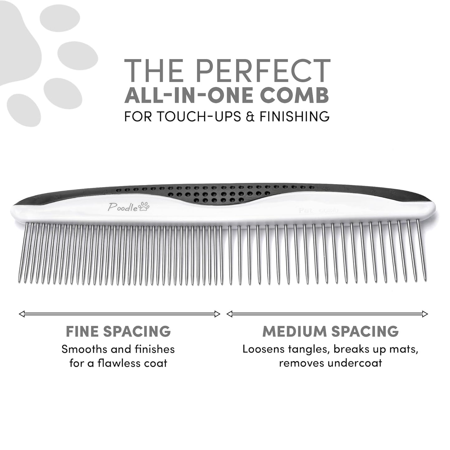 Poodle Pet Dog Combs for Grooming | 2 Pack | Stainless Steel Teeth Easily Remove Dirt | Proper Care Prevents Knots and Mats for Long and Short Haired Pets | Anti-Slip Comfort Grip Handle (Purple)