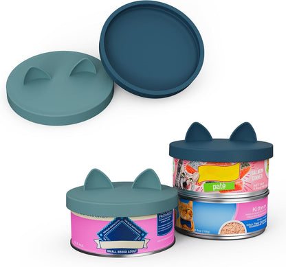 OHMO 2 Pack Pet Food Can Lids, (12.5-14oz) BPA Free Silicone Covers for Cat and Dog Food Cans, Camo&Light Green