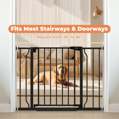 Baby Gate No Drilling, 29"-40" Auto Close Dog Gate Indoor for Doorways & Stairs, Pressure Mounted Adjustable Pet Gate, Easy Walk Through Child Gate for Children & Pets Stroller Friendly, White
