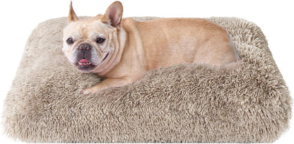 EHEYCIGA Fluffy Dog Crate Bed for Medium Dogs, Plush Faux Fur Crate Pad, Calming Anti Anxiety Medium Dog Bed, Washable Soft Warm Crate Mat with Non-Slip Bottom