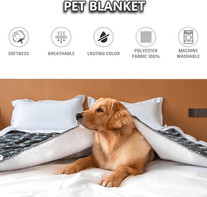 Waterproof Pet Blanket Dog Blankets, Pattern Printing Super Soft Warm Fluffy Facecloth Sofa Car Bed Protector, Urine Proof Washable Outdoor Pet Blanket for Puppy Large Dogs & Cats 40 * 30 inch