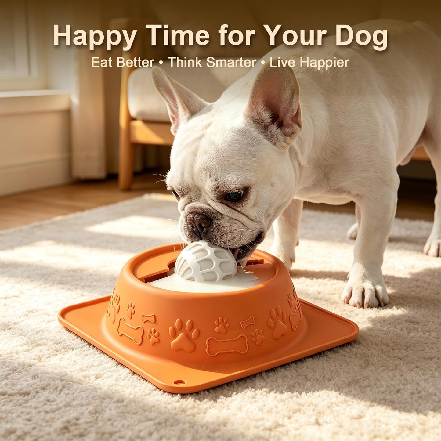 Slow Feeder Dog Bowl for Liquid Treats, Anti-Slip Lick Bowl, Bone Broth and Yogurt Puzzle Feeder, No Spill Pet Bowl Pup Lick Toy for Large Medium Small Dogs and Cats, Anxiety Relief, Blue