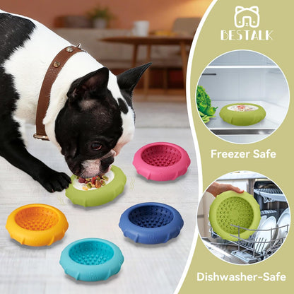 Dog Lick Bowl, Bestalk Wobbly Freeze Bowl Enrichment Feeder for Dogs, Anxiety Relief Lick Mat Puzzle Toy for Distraction, BPA Free Silicone, Dishwasher Safe(Rose,S)