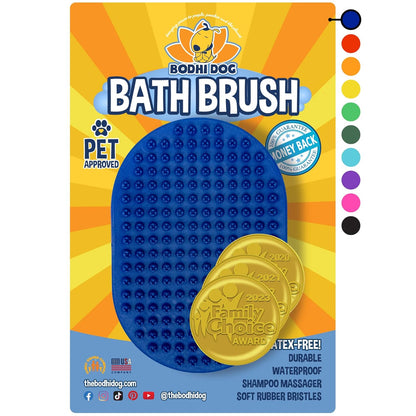 Bodhi Dog Shampoo Brush - Pet Grooming & Bath Supplies for Dogs and Cats - Bath Brush for Long & Short Hair - Premium Scrubber for Shower, Bathing & Massage (One Pack, Blue)