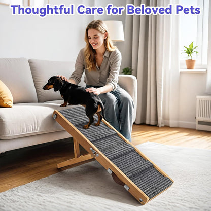 2026 Upgraded Dog Ramp for Couch, Foldable Small Dog Ramp for Sofa, 4 Adjustable Height from 13'' to 21", Portable Stable Pet Steps with Non-Slip Pad, Pet Ramps Use for Sofa Couch Stairs