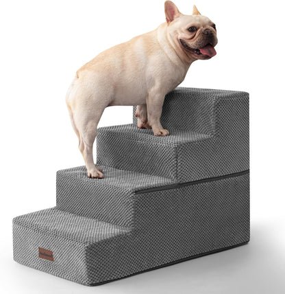 Aodisman Dog Stairs for Small Dogs, 3-Step Non-Slip Pet Stairs for Couch Sofa and Chair, Dog Bed Stairs for Puppy, Older Cat,Grey,13.6" H