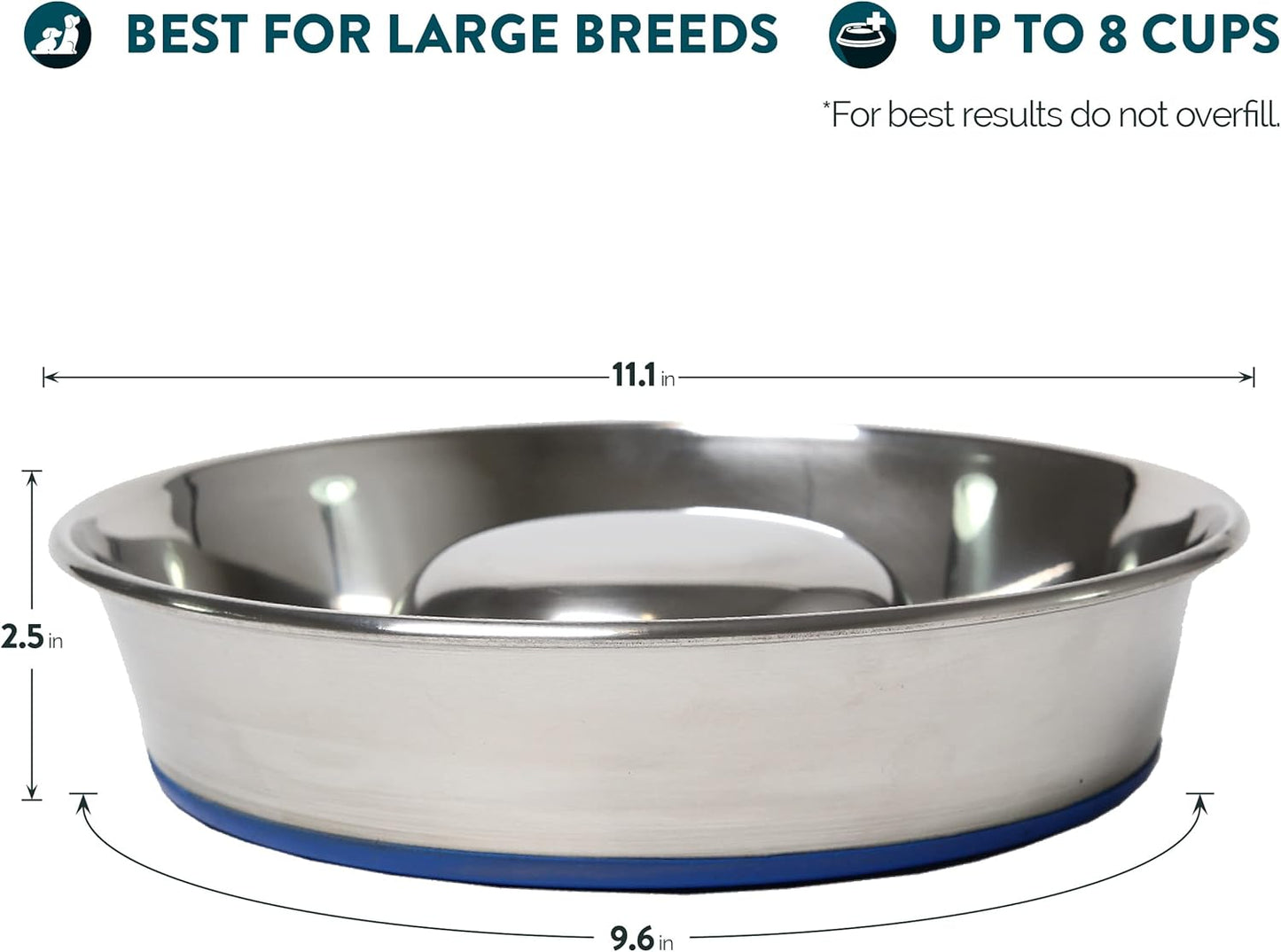 OurPet's DuraPet Slow Feed Premium Stainless Steel Dog Bowl, Silver (2040010301)