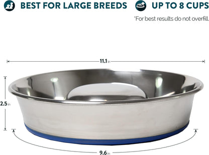 OurPet's DuraPet Slow Feed Premium Stainless Steel Dog Bowl, Silver (2040010301)
