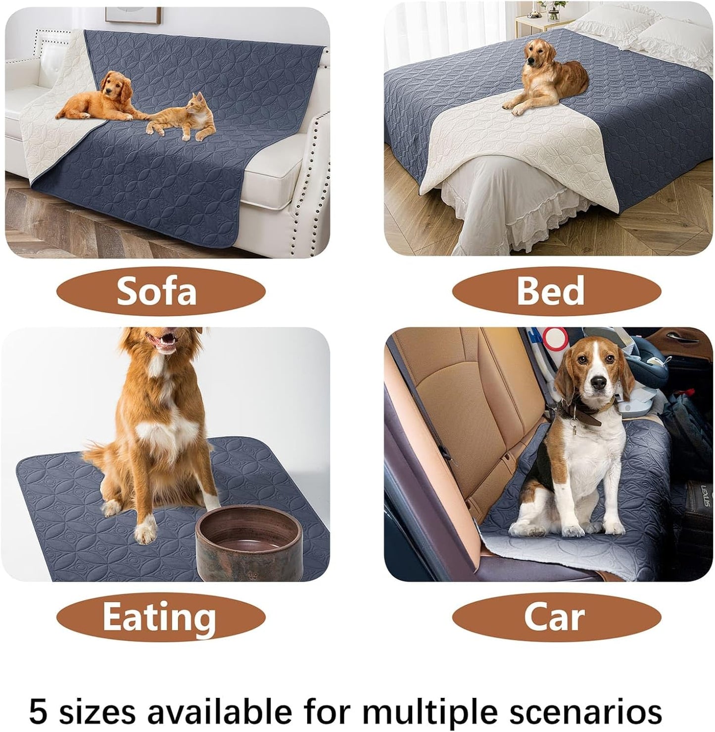 Waterproof Dog Blanket, 30x30 inches Small Pet Couch Covers for Sofa, Chair Bed Furniture Protector from Dogs Washable and Reversible-Lightgrey+Darkgrey
