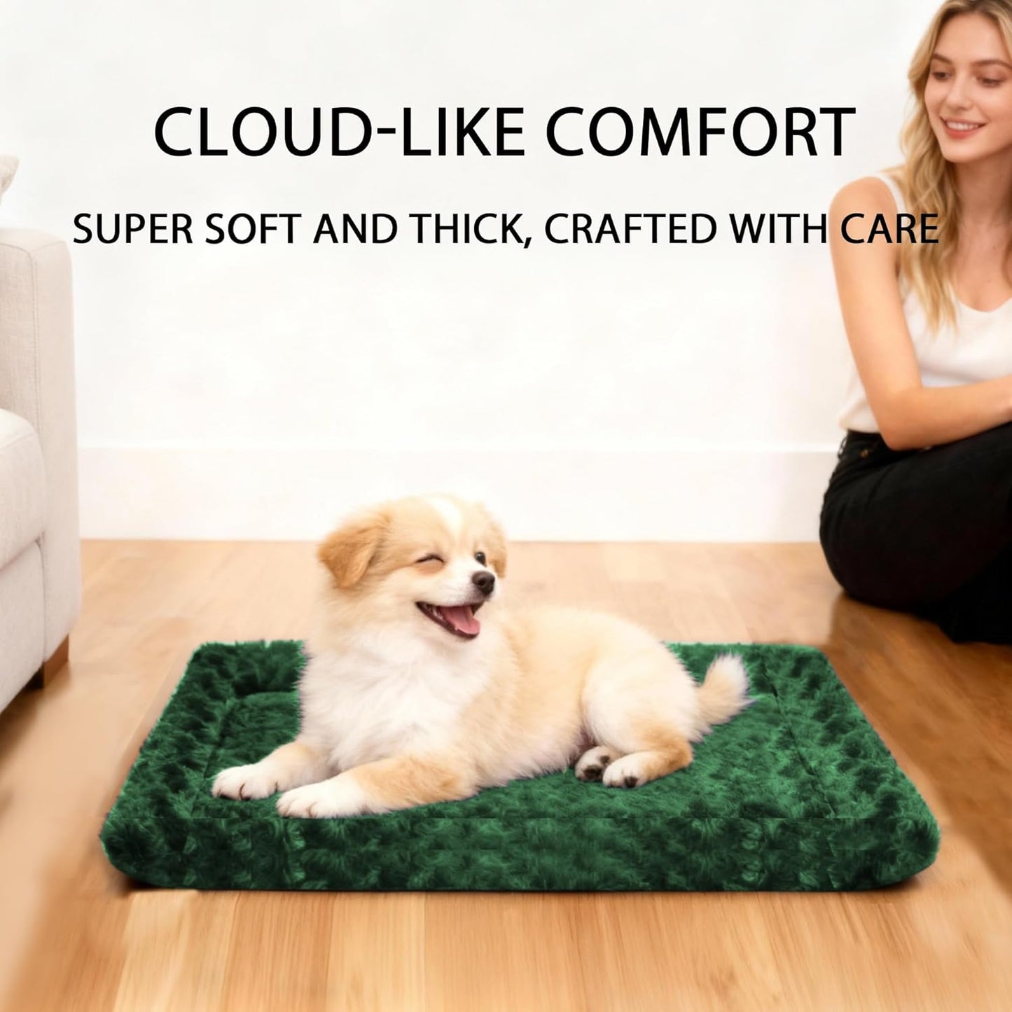 Dog Bed Mat, Reversible Crate Pad & Cute Dog Bed - Machine Washable Kennel Mat with Ultra Soft for Small Dogs (Cool/Warm), 24" x 18", Grey&Star