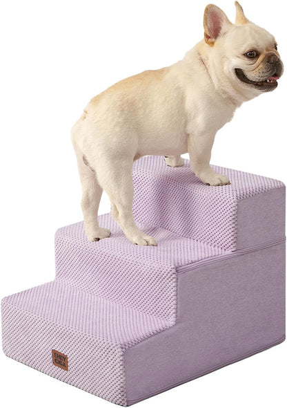EHEYCIGA Dog Stairs for High Bed 22.5" H, 5-Step Dog Steps for Bed, Pet Steps for Small Dogs and Cats, Non-Slip Balanced Pet Ramp Indoor, Grey