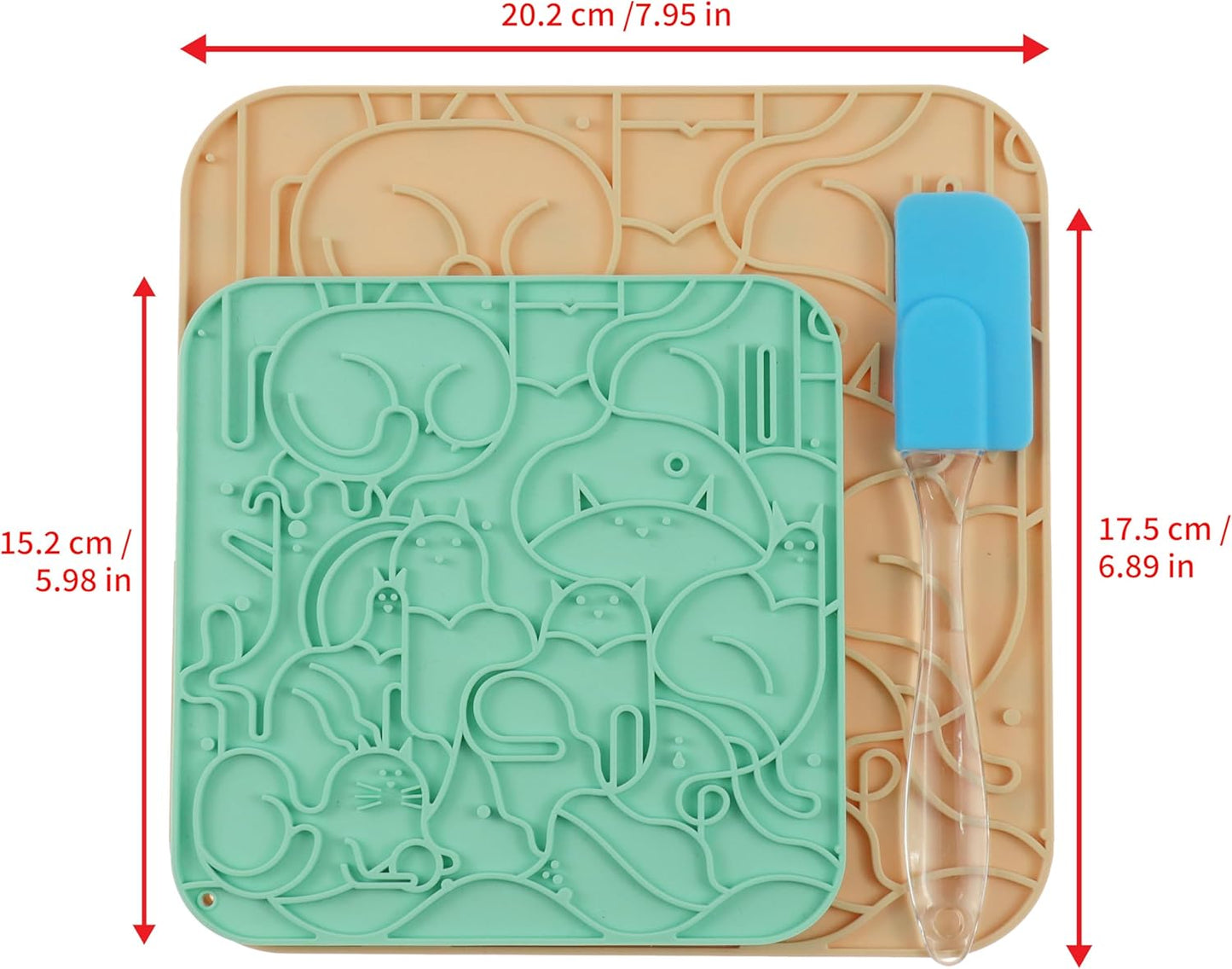 VI-FA Lick Mat for Dogs & Cats, Slow Feeder Licking Pad with Suction Cups for Anxiety Relief, Puppy & Kitten Mat for Bath Time, Grooming & Training (2 Pack, Yellow+Green)