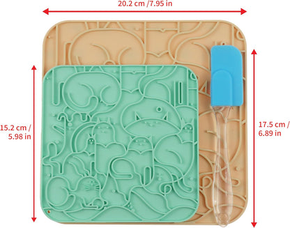 VI-FA Lick Mat for Dogs & Cats, Slow Feeder Licking Pad with Suction Cups for Anxiety Relief, Puppy & Kitten Mat for Bath Time, Grooming & Training (2 Pack, Yellow+Green)