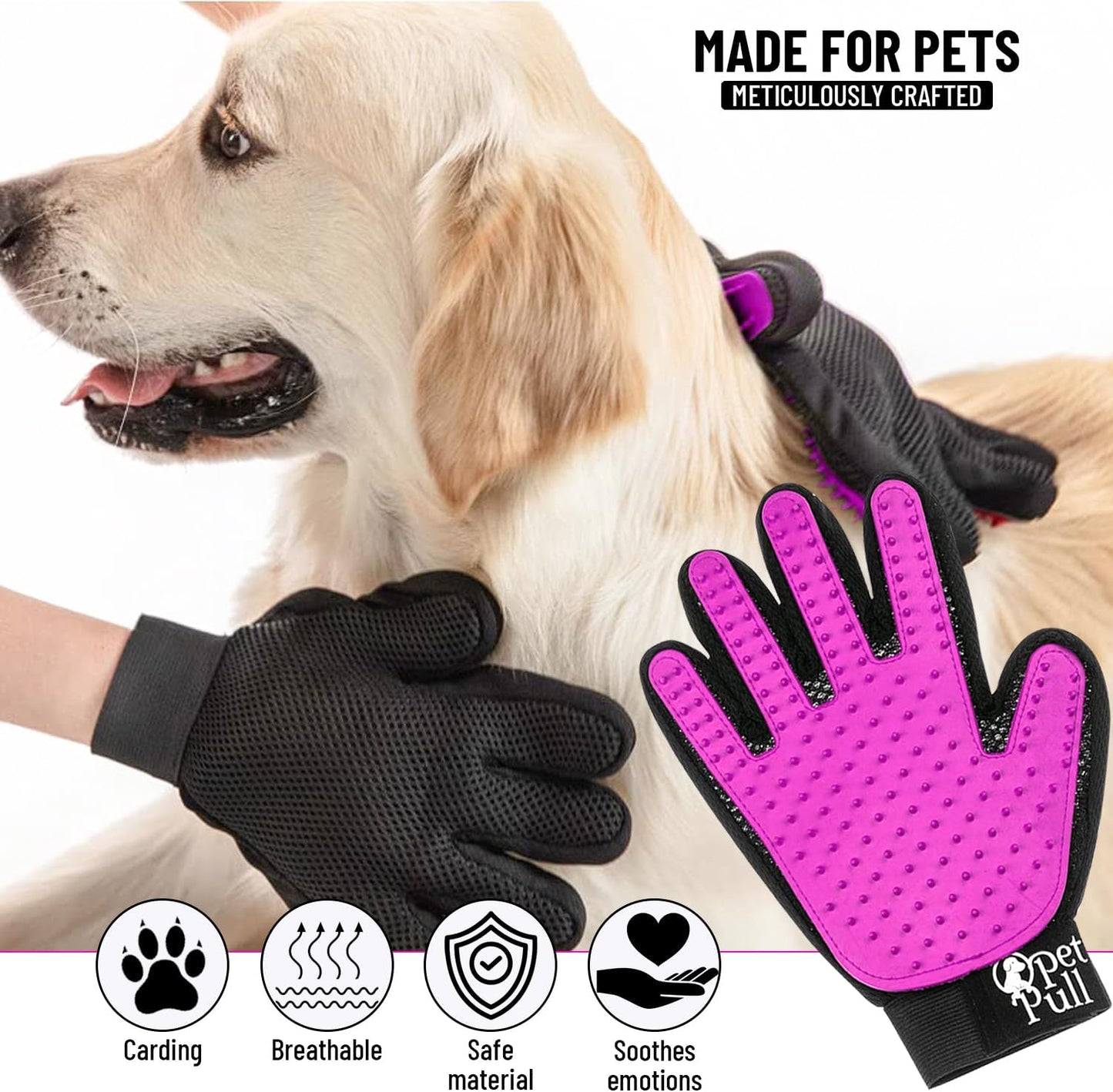 Pet Grooming Gloves with 259 Silicone Tips - Pet Hair Removal Tool Gentle Shedding Dog Washing Gloves - Deshedding Brush Hair Remover Mitts for Dogs & Cats for Long and Short Hair (Green)