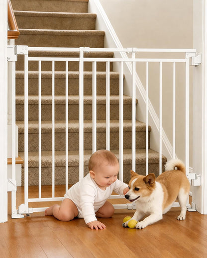 Extra Wide Baby Gate for Doorways 29" Tall Safety Gate for Kids&Pets,Pressure Mounted with Auto Close,Walk-Thru Metal Gate,Adjustable Width 26.4"-43",Indoor Pet Gate for Stairs & Hallways Black