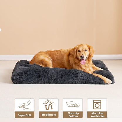 EHEYCIGA Fluffy Dog Crate Bed for Medium Dogs, Plush Faux Fur Crate Pad, Calming Anti Anxiety Medium Dog Bed, Washable Soft Warm Crate Mat with Non-Slip Bottom