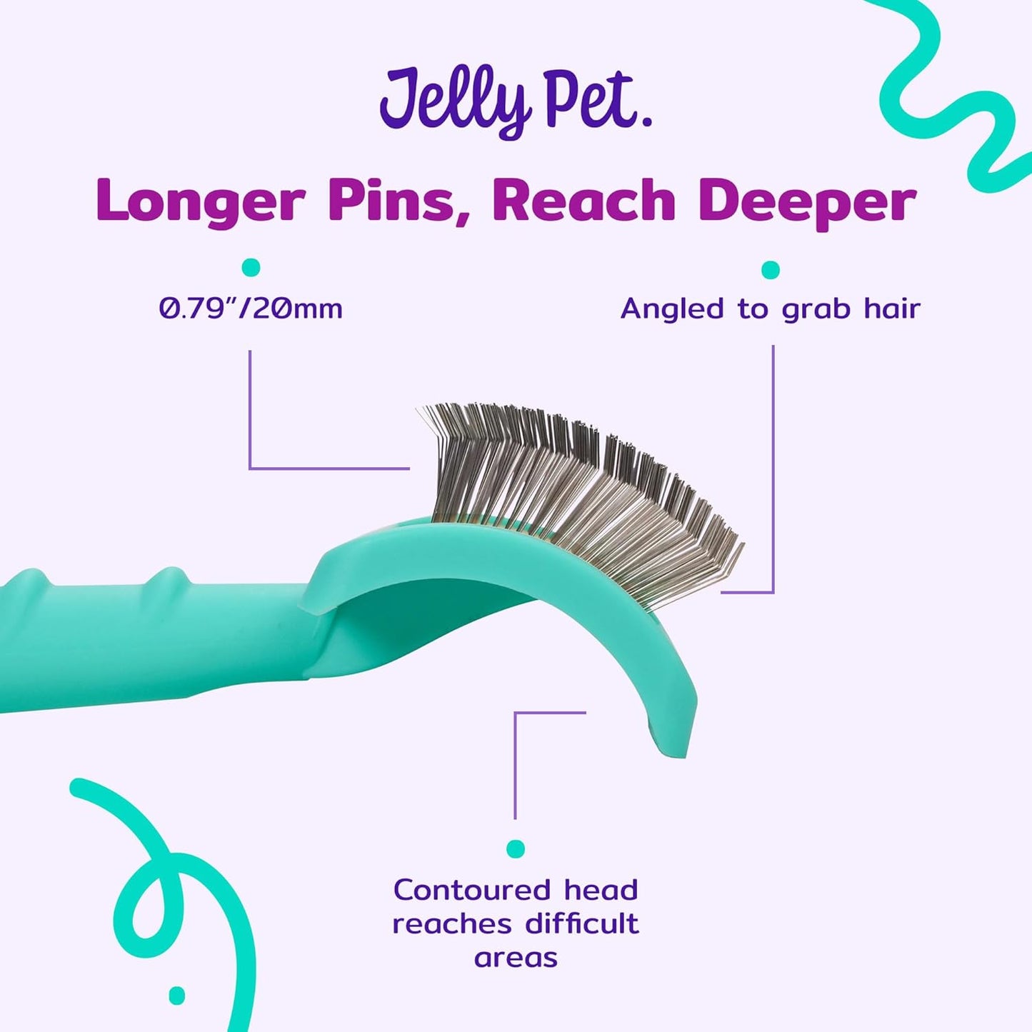 Jelly Pet Universal Slicker Brush for Dogs, Dog Grooming Brush, Remove Tangles and Dead Undercoat, Tuffer Than Tangles, Maltese Shi-Tzu Poodle Bichon, Firm Pins, Teal, Small