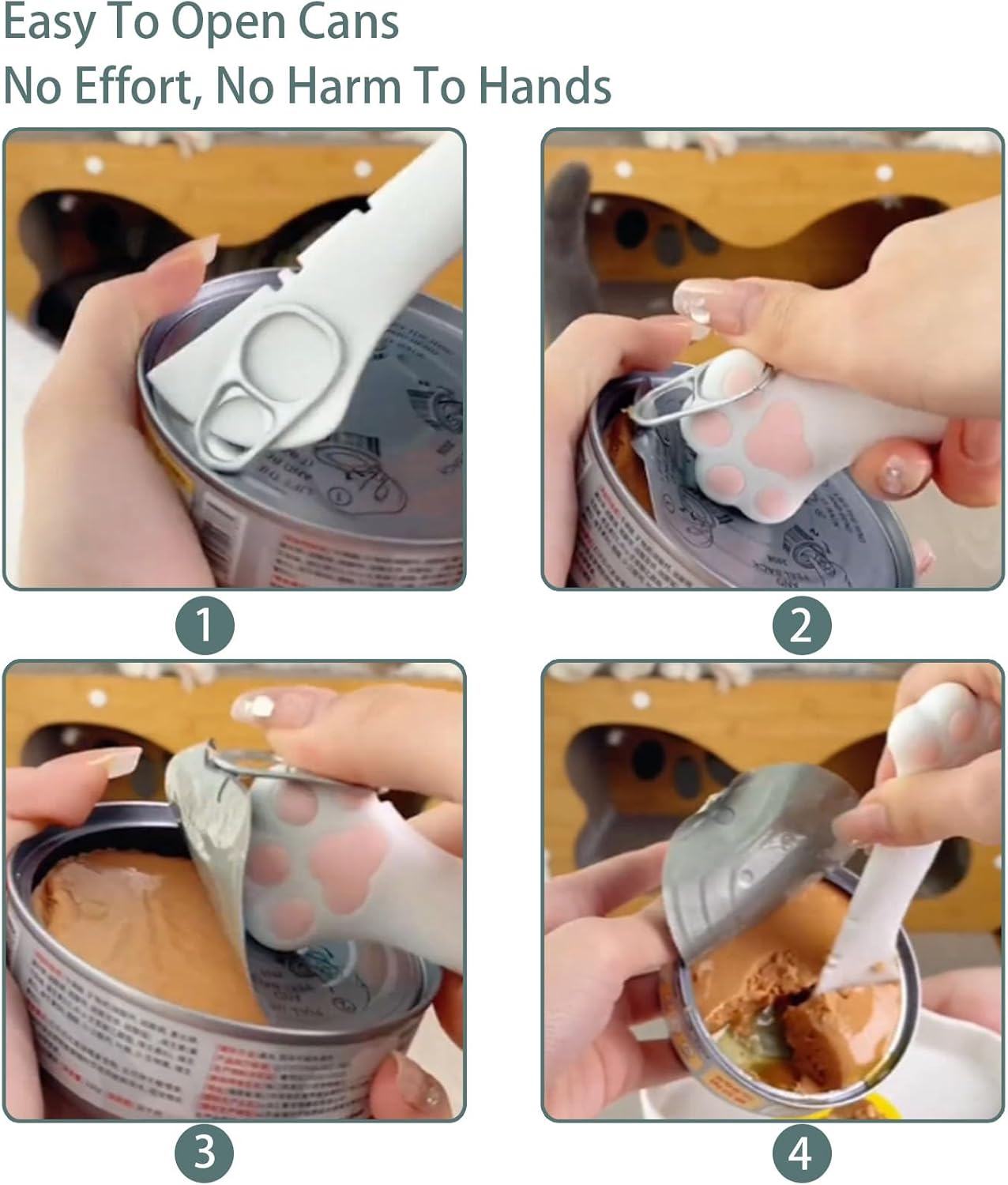 Cat Spoons for Wet Food Pet Can Lid Cover, Silicone Multi-Function Cute Paw Shape Opener Spatula Cat Food Spoon Cat Food Can Lid (Mixing colors)
