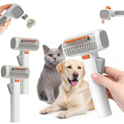 2-in-1 Pet Self-Detangling & Grooming Comb - Cats & Dog Dematting Brush & Undercoat Rake, Gentle Undercoat Rake & Brush for Long or Short Hair, Removes Mats, Tangles & Loose Fur, Ultimate Care (1Pcs)