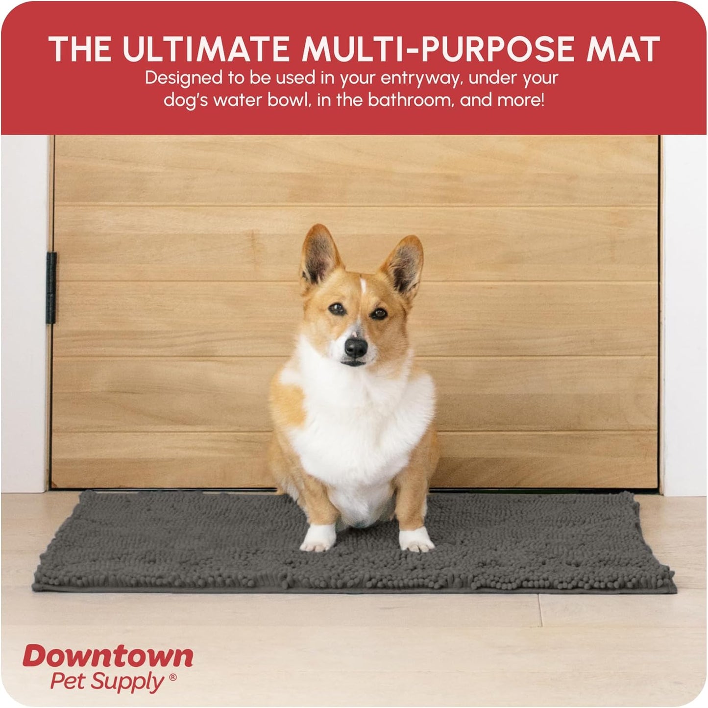 My Doggy Place Dog Mud Mat, 36"x26" Ash – Thick Microfiber Entry Rug for Snow, Mud & Salt – Absorbent, Quick-Dry, Washer-Safe & Non-Slip, Large