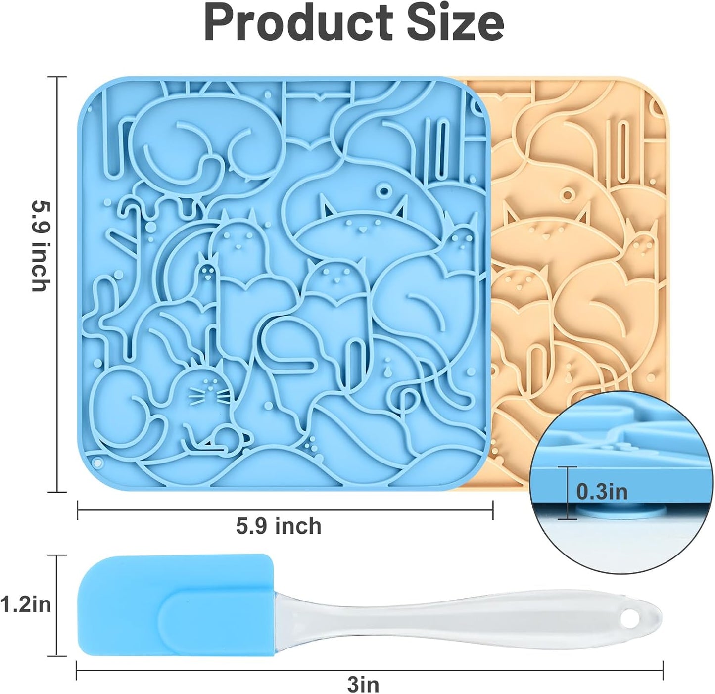 Lick Mat for Dogs,Lick Pads for Cats with Suction Cups- Large&Small Pet Anxiety Relief, Slow Feeder Dog Bowls, Bathing, Grooming and Training -2PCS Packing (Blue+Green, Large)