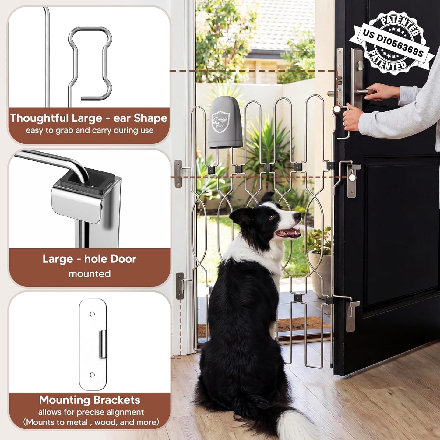 Snagle Paw Extra Tall Metal Retractable Door Barrier, 28.4" Wide 35" Tall Safety Dog Gate for Front Door,Easy Install Retractable Pet Gate for Recreational Vehicle,Doorways