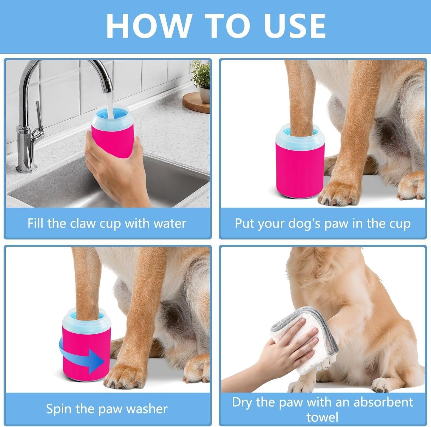 ODAWA Dog Paw Cleaner Cup Royal Blue Muddy Paw Cleaner with Soft Bristle