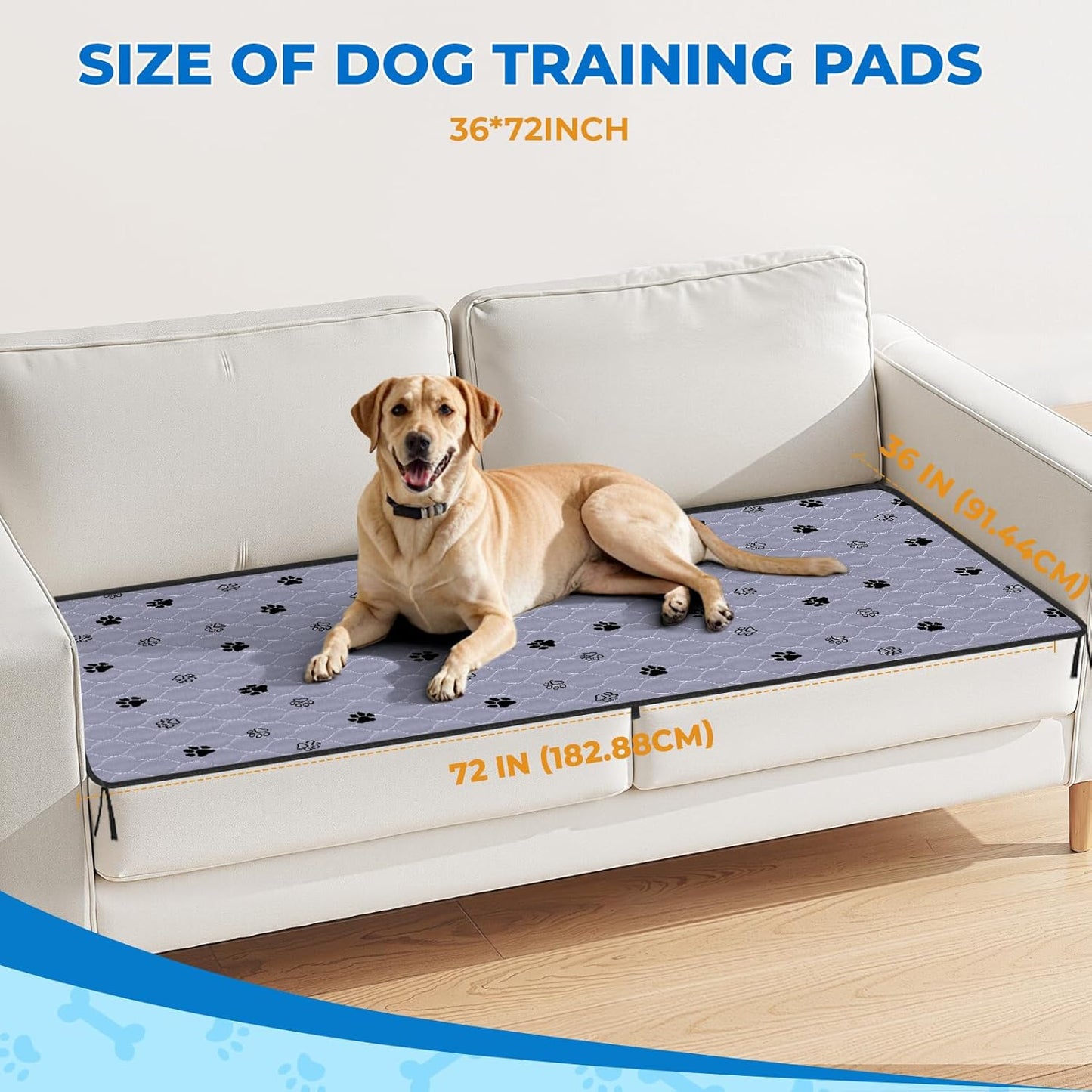 Fostanfly Washable Pee Pads for Dogs, 2 Pack Large 36"x41" Ultra-Absorbent and Leak-Proof Non-Slip Reusable Potty Training Pads for Dogs, Cats, Puppy, Potty Training of Add 8 Lanyards
