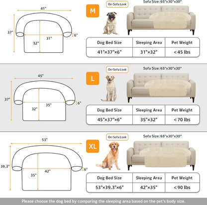 Calming Dog Bed Fluffy Plush Dog Mat for Furniture Protector with Removable Washable Cover for Large Medium Small Dogs and Cats (Large, Light Grey)