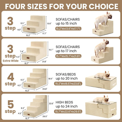 Aodisman Dog Stairs for Small Dogs, 3-Step Non-Slip Pet Stairs for Couch Sofa and Chair, Dog Bed Stairs for Puppy, Older Cat,Grey,13.6" H