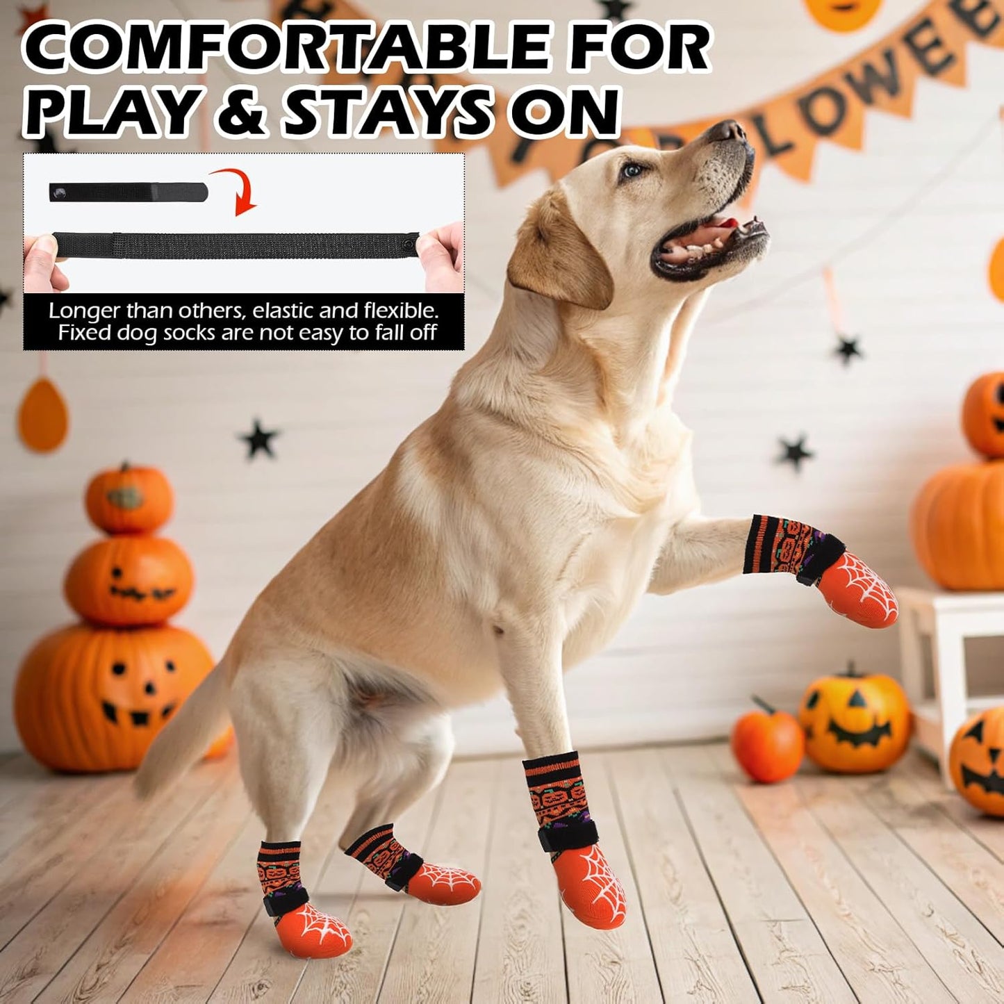 EXPAWLORER 6Pcs Anti-Slip Dog Socks to Prevent Licking Paws,Dog Shoes for Hot Pavement,Dog Booties Traction Control on Hardwood Floor,Boots & Paw Protectors, for Puppy Small Medium Large Senior Dogs