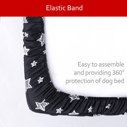 Waterproof Dog Bed Covers Replacement Washable Pet Hair Easy to Remove, Noiseless Quilted Puppy Pet Bed Cover Lovely Grey Star Print 29x41 Inches, for Dog/Cat, Cover Only