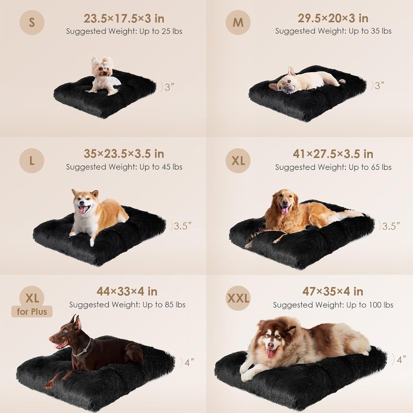 EHEYCIGA Fluffy Dog Crate Bed for Medium Dogs, Plush Faux Fur Crate Pad, Calming Anti Anxiety Medium Dog Bed, Washable Soft Warm Crate Mat with Non-Slip Bottom