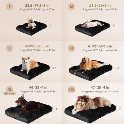 EHEYCIGA Fluffy Dog Crate Bed for Medium Dogs, Plush Faux Fur Crate Pad, Calming Anti Anxiety Medium Dog Bed, Washable Soft Warm Crate Mat with Non-Slip Bottom