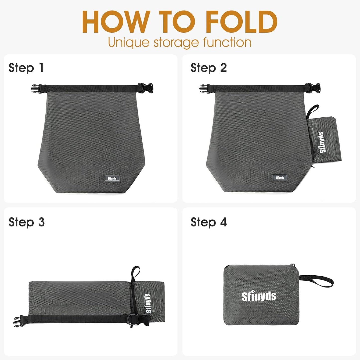Travel Dog Food Container Pet Food Storage Bag Containers 2PCS Collapsible Travel Dog Bowls Waterproof Camping Storage Essentials Kibble Carrier 20L Easy to Clean (Black, Large)