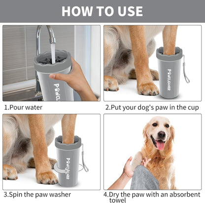 Professional 7 in 1 Dog Paw Cleaner for Dogs & Cats - Includes 1 Portable Paw Washer, 1 Bath Brush, 2 Dog Toothbrushes and 3 Absorbent Towels Note: Fits Paws up to 2 Inches Wide (Small, Blue)