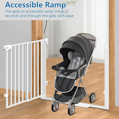 Malier Large Walk-Thru Door Baby Gate, 29-40" No Drill Pressure Mounted Dog Gate with Auto Close, Safety Gate Pet Gate for Stairs, Doorways, Child and Dogs Indoor (Black, 29''- 40''W × 30''H)